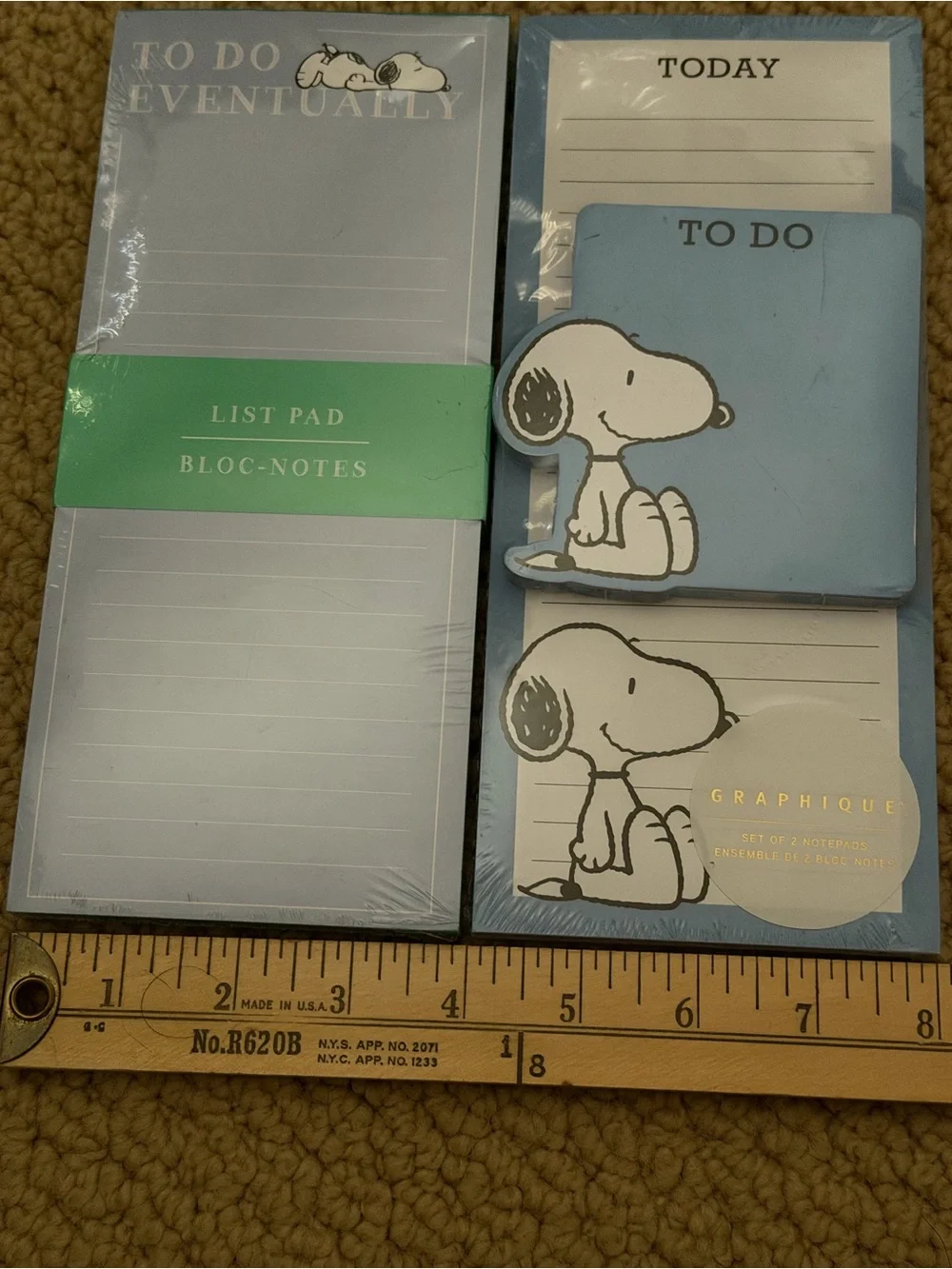 Graphique De France Snoopy Blue To-Do & List Pad Set with Post Its